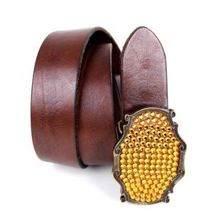 Joomi Joolz BUCKLE BROWN GENUINE LEATHER 1.5"Wd CASUAL WOMEN'S BELT Sz M/L (A31